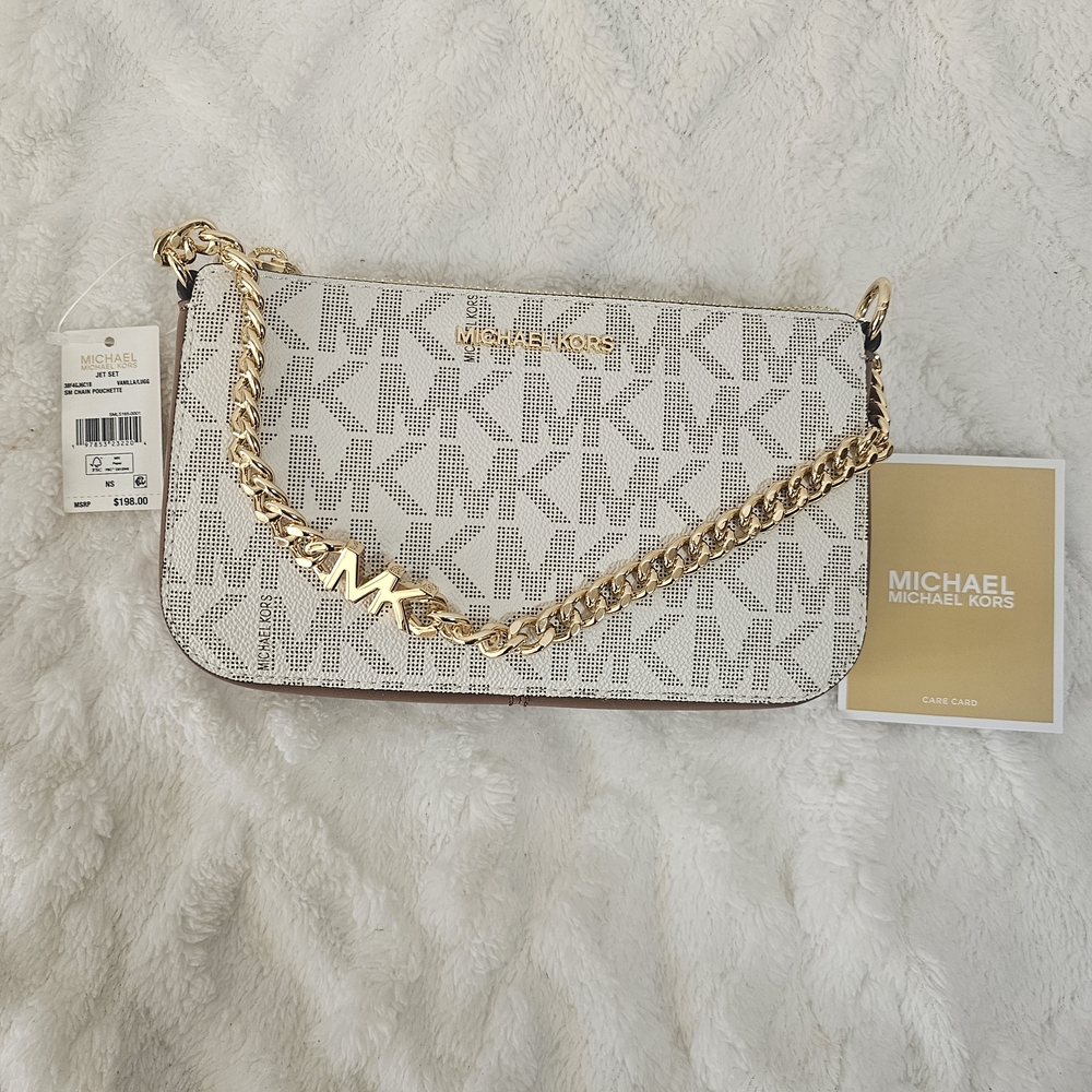 This is a Michael Kors Jet Set Small Chain‎ Pouchette in vanilla/lugg color. - Picture 3 of 8